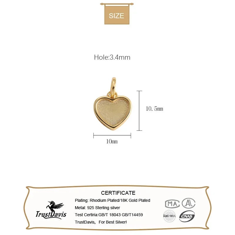 Heart Charm Pendant DIY Necklace Accessories Jewelry DZ817