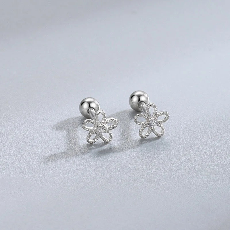 Flower Zircon Screw Earrings DS4798