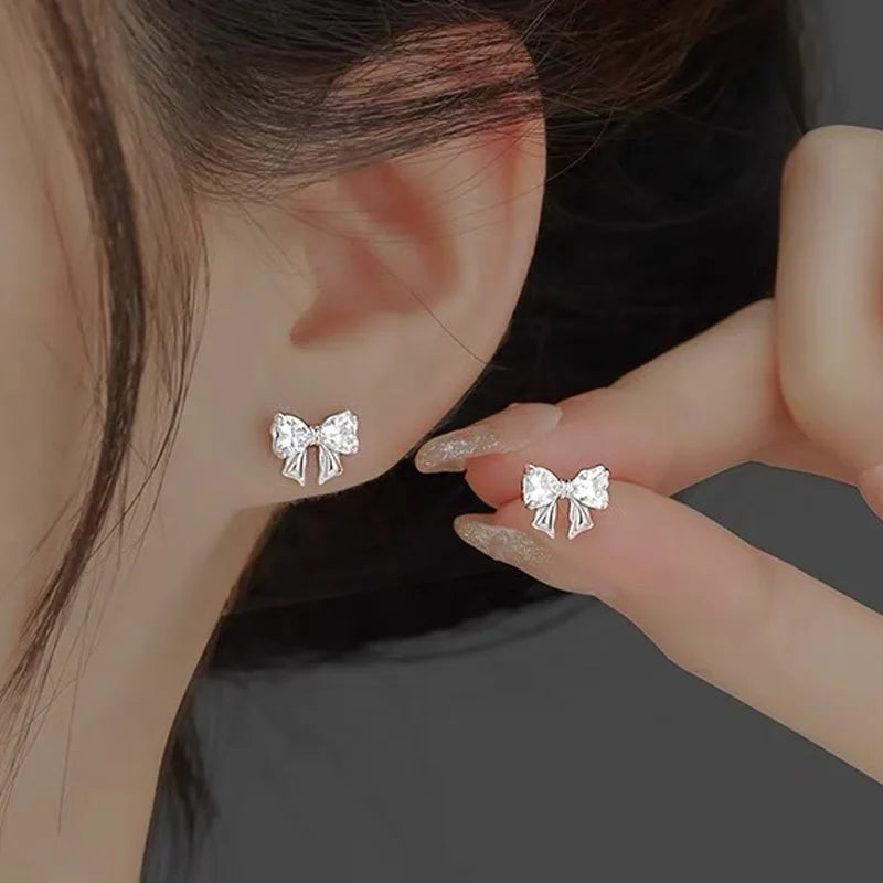 Fashion Cute Zircon Bowknot Stud Earrings  DS4744