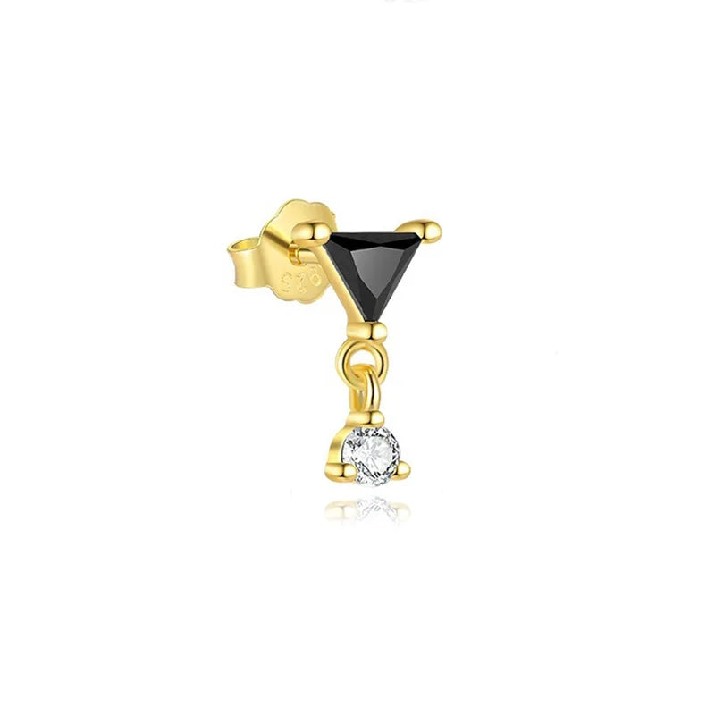 Fashion Black Triangular Single Stacked Earring  DS4743