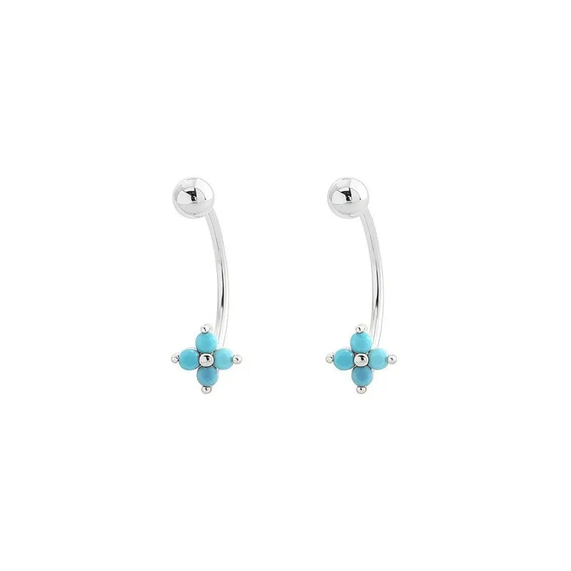 Four Leaf Clover Earring Multicolor Cubic Zircon Screw Earrings DS5006