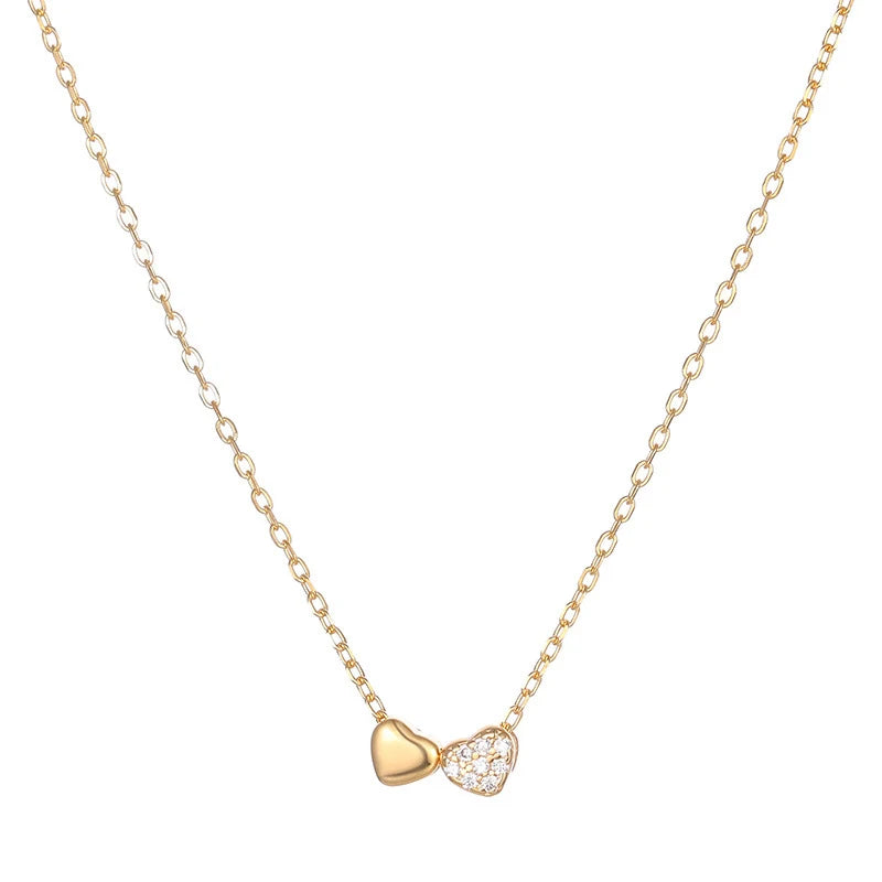Double Heart Zircon Necklace DS4825