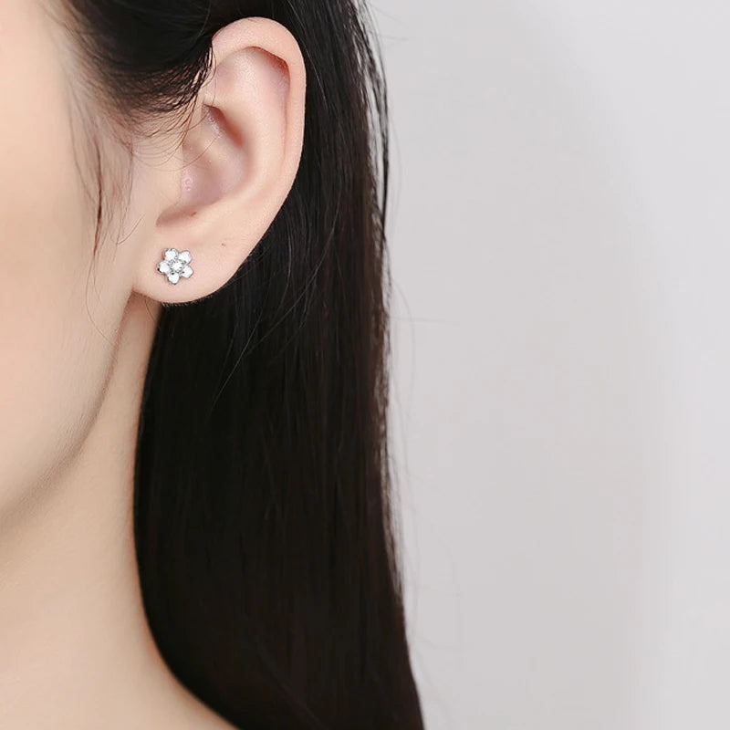 Trustdavis Real 925 Sterling Silver Sweet and Fresh Flowers Stud Earrings Women Girls  Birthday Party Gift Jewelry DS4129