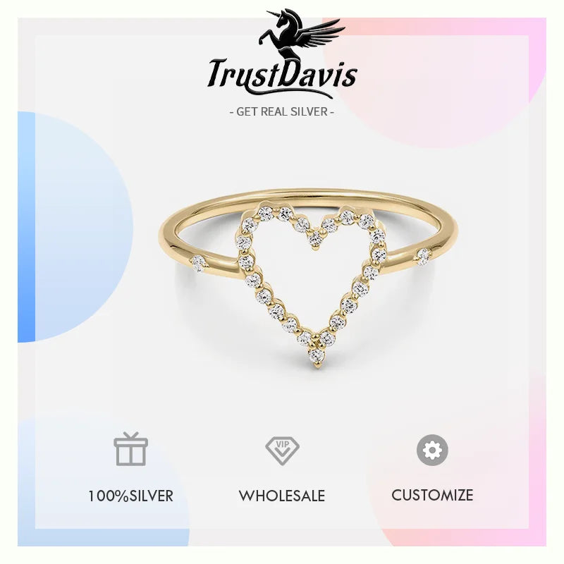 Hollow Heart-shaped Zircon Ring DS4801