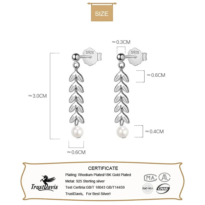 Trustdavis Real 925 Sterling Silver Sweet Charm Min Pearl Short Stud Earrings For Women Wedding Party Fine S925 Jewelry DA3214