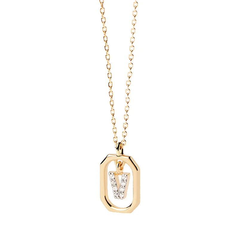 Square Hollow 26 Letter Necklace DS4772