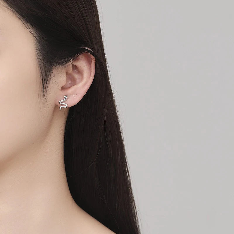 TrustDavis Real 925 Sterling Silver Women's Stud Earring Fashion Snake Spiral Earrings for Women Girls Jewelry Gifts DS4246