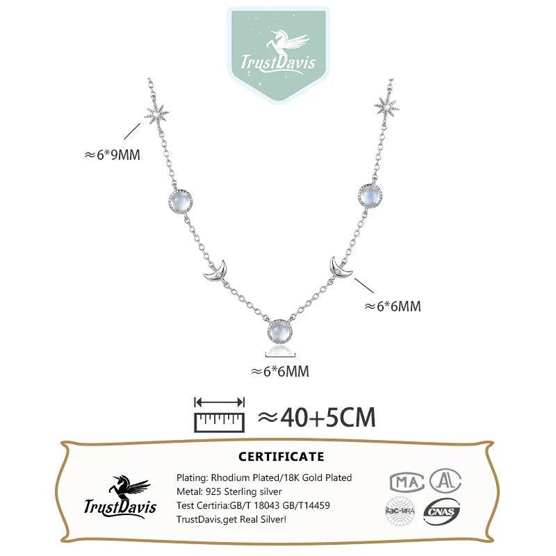 Sun Moon Star Moonstone Necklace DS4919