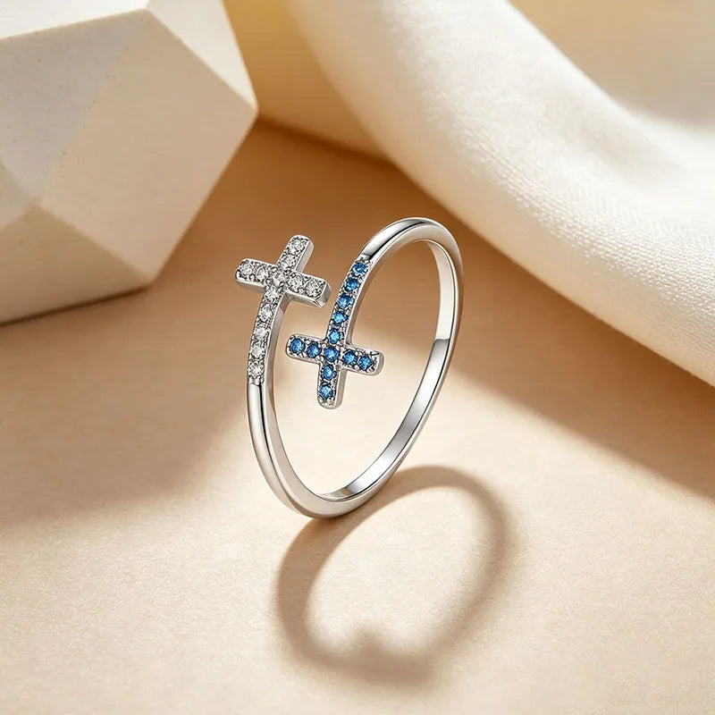 Silver Cross Open Ring DS5026