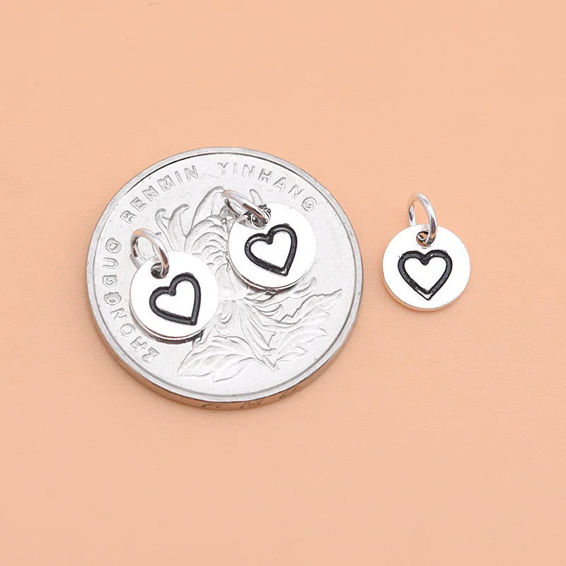 TrustDavis Fashion Real 925 Sterling Silver Mini Round Heart Charms Pendant For Bracelet Necklace DIY Accessories Jewelry HY084