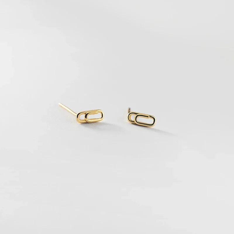 Mini Paper Clip Stud Earring for Women Wedding Party Fine Jewelry DA2616
