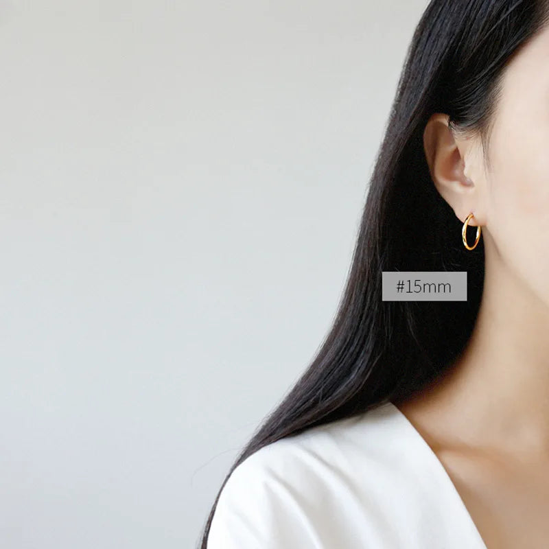 TrustDavis 100% 925 Solid Sterling Silver Gold Unique Shaped Piercing Huggie Hoop Earring For Women Girl Lady Fine Jewelry DA102