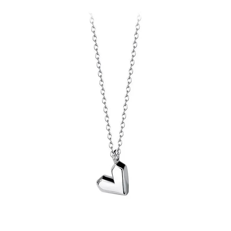 Real 925 Sterling Silver Romantic Geometric Section Heart Necklace LB058