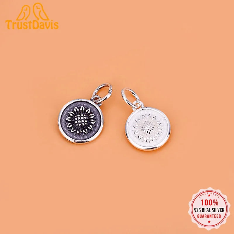 Round Coin Sunflower Charm Pendant DIY Necklace Bracelet Accessories HY636