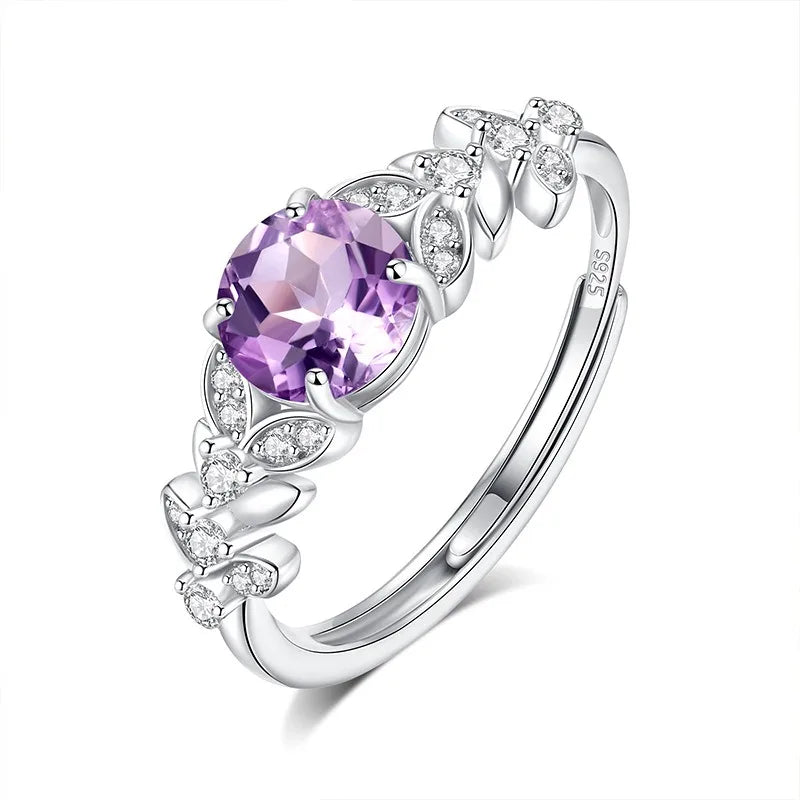 Natural Crystal Stone Adjustable Leaf Ring DS4423