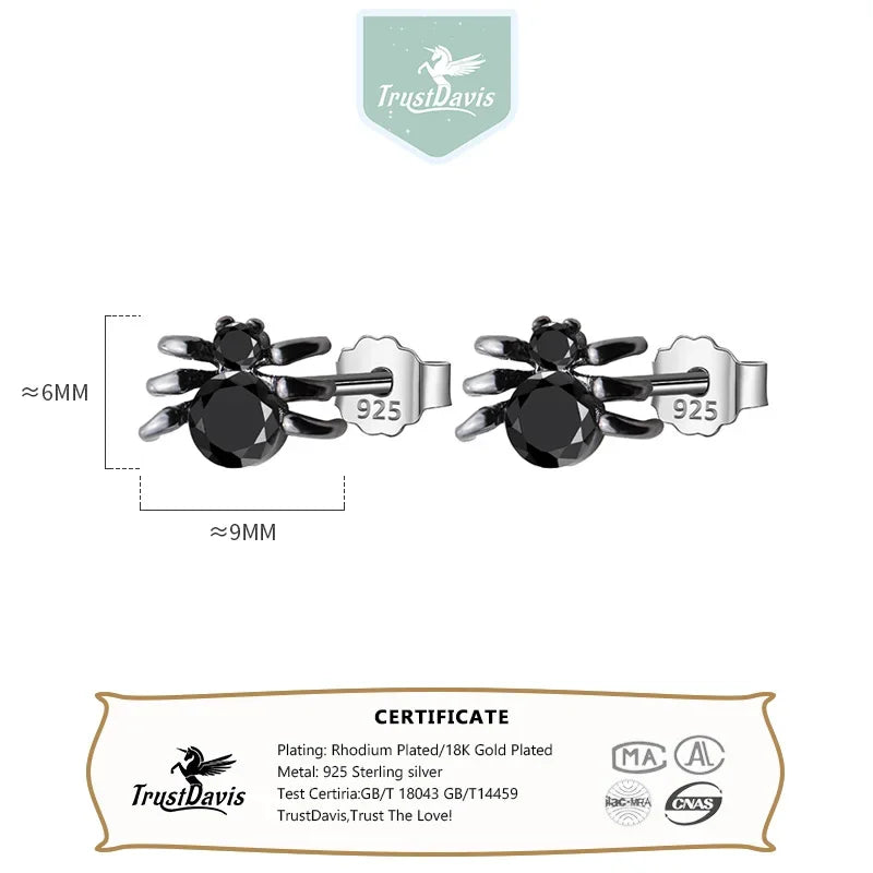 Black Spider Stud Earrings DS283
