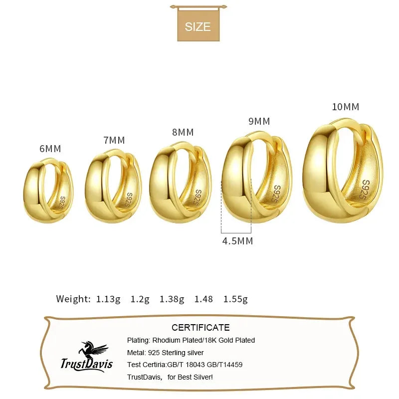 6 7 8 9 10mm Silver Hoop Earrings DG0132