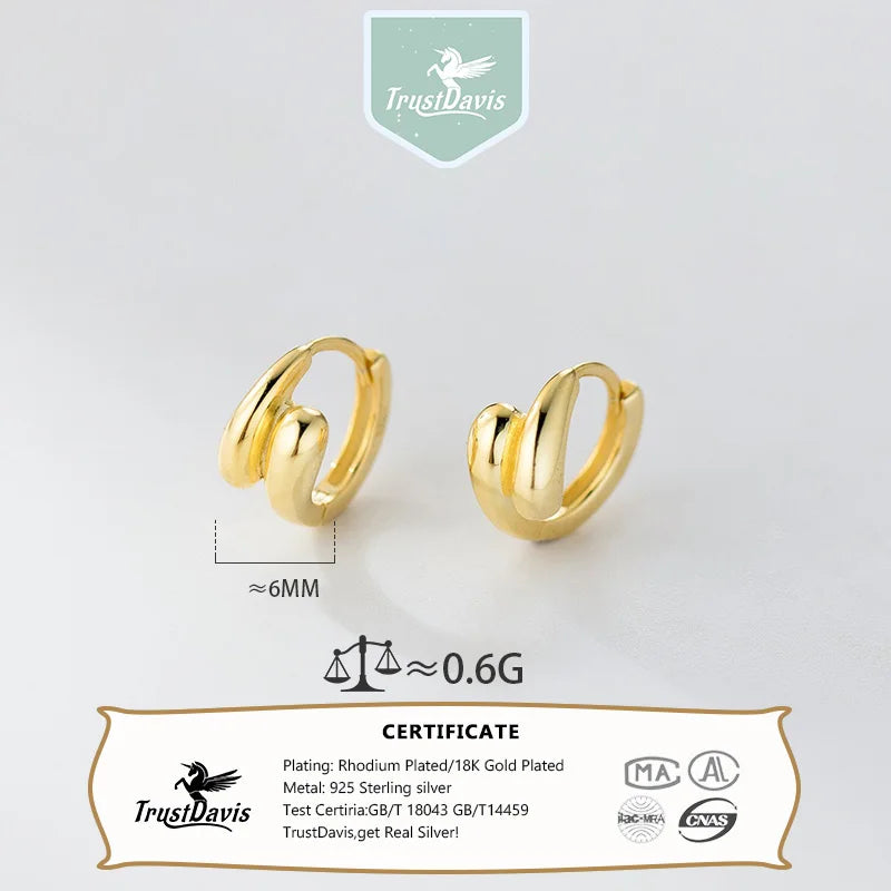 TrustDavis 925 Sterling Silver Women's Fashion Simple Double-layer Teardrop Hoop Earrings for Women Girls Jewelry Gift DS4355