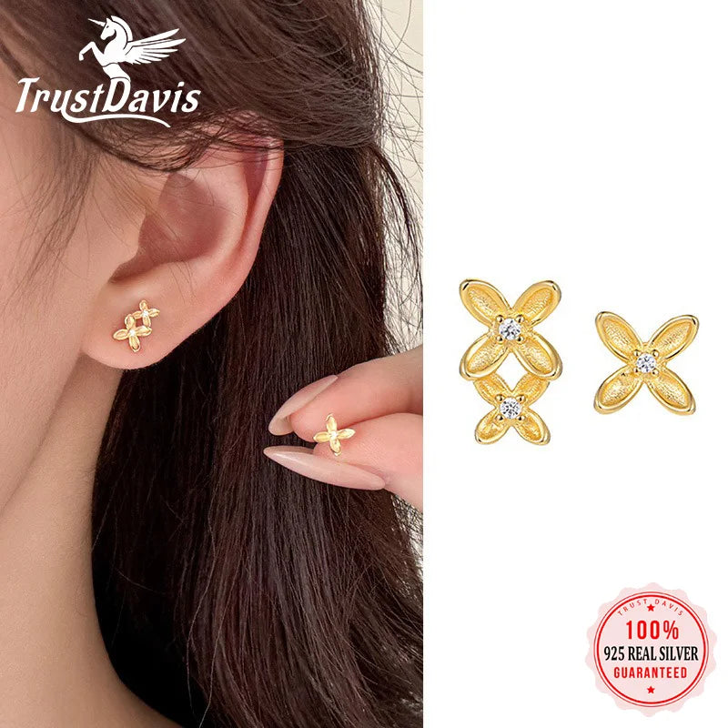 Irregular Flower Sliver Earrings DS4865