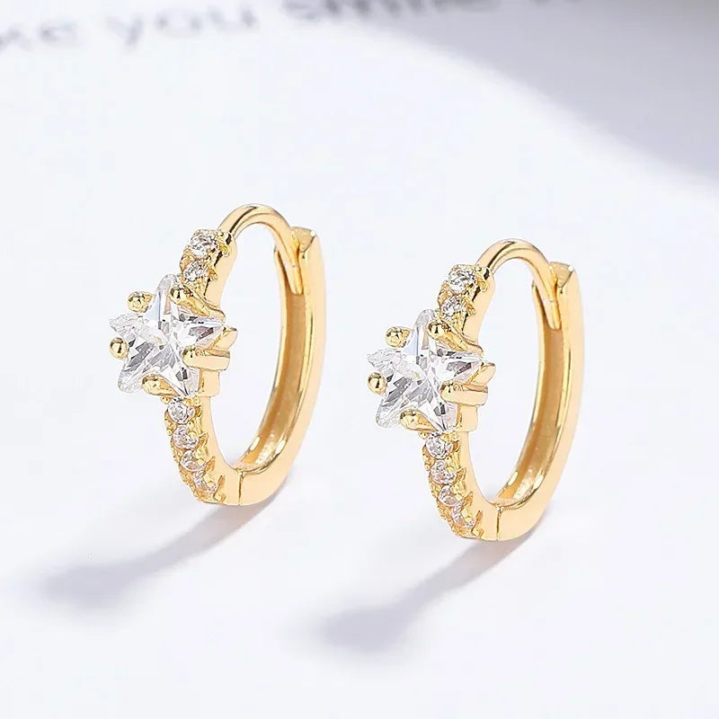 TrustDavis Genuine 925 Sterling Silver Minimalist Office Star Hoop Earrings for Women Men Girls Anniversary Fine Jewelry DA3213
