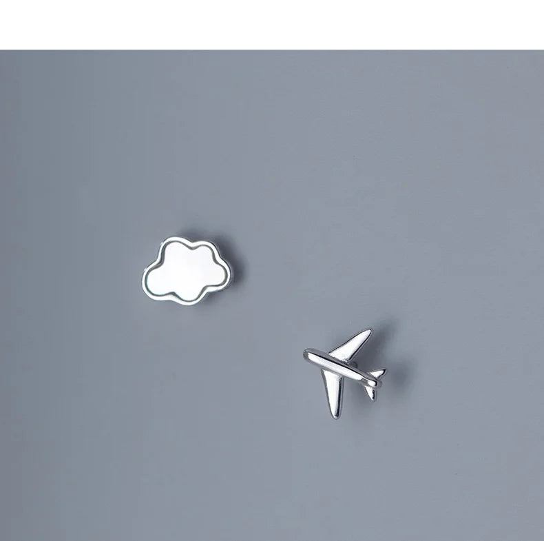 Sweet Asymmetric Clouds Plane Stud Earrings DA2921