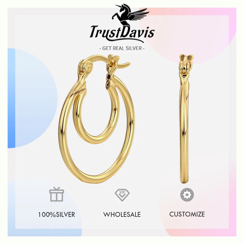 Simple Geometric Double Circle Hoop Earrings DS4382