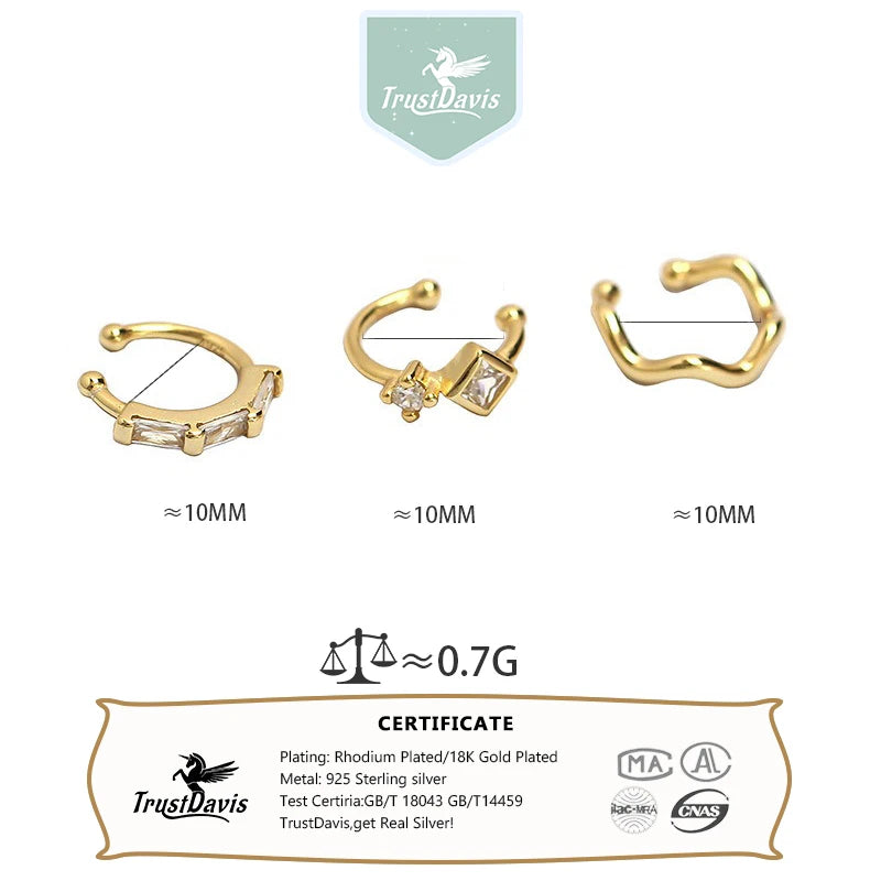 Irregularly Curved Zircon Ear Clips DS4802