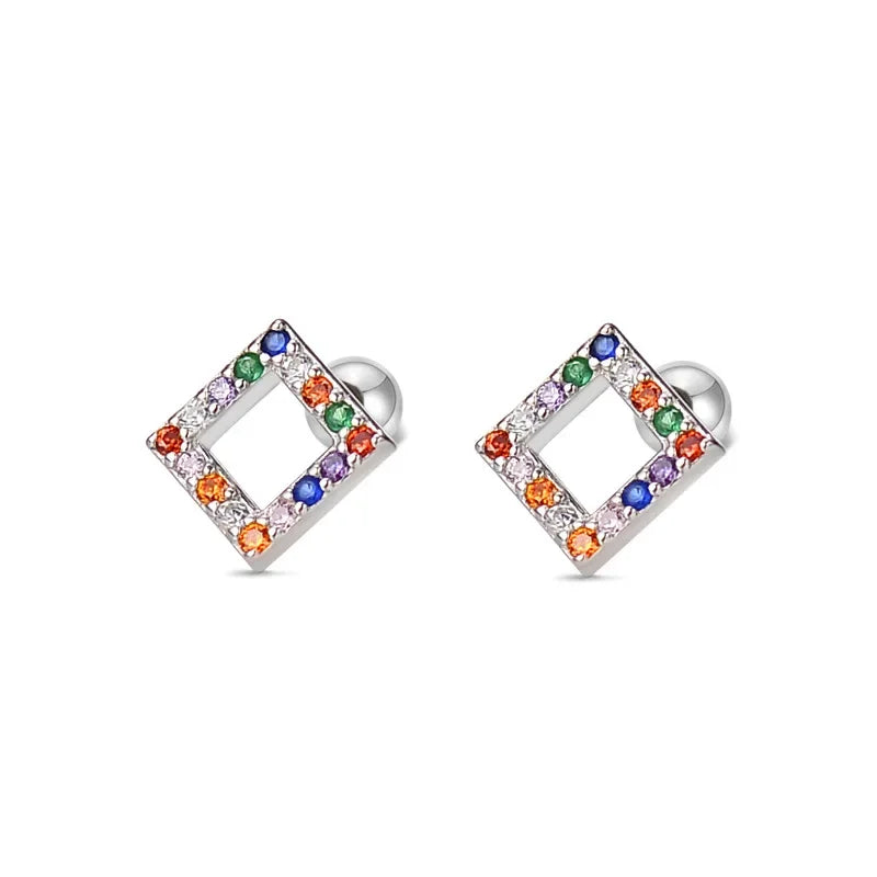 Corss Moon Bead Screw Stud Earrings DS4143