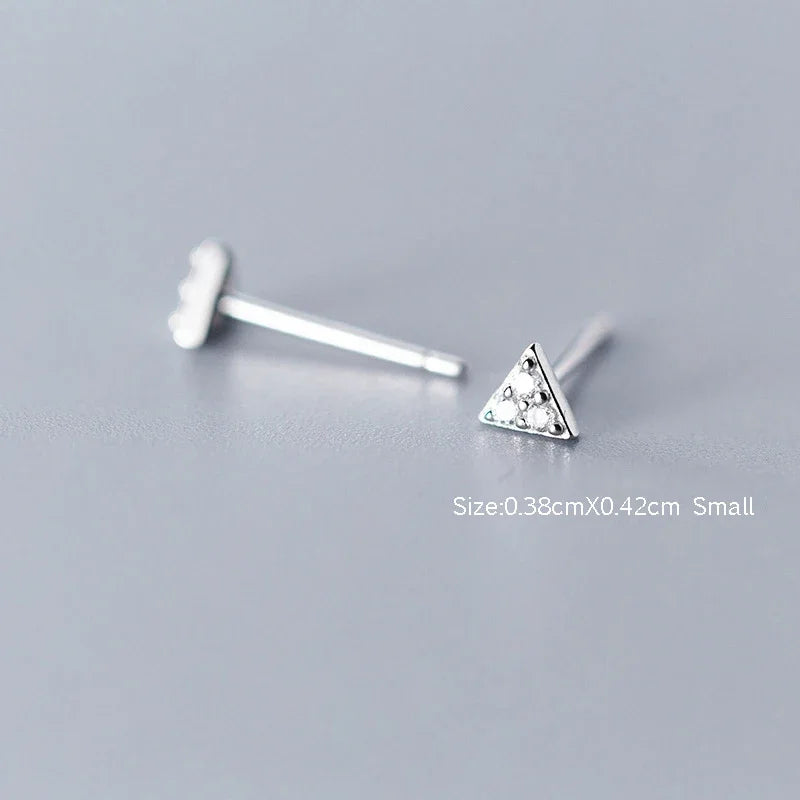 Trusta 925 Sterling Silver Classic Clear Cubic Zircon Triangle Square Stud Earrings For Women Sterling Silver Jewelry DA419