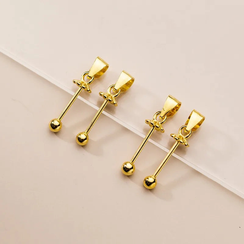 TrustDavis Real 925 Sterling Silver Twist  bead Ball Clip DIY Jewelry Accessories K-gold Plated Rope Jade Pendant Button DZ1794