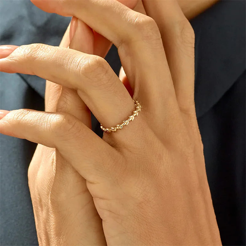 TrustDavis 925 Sterling Silver Fashionable and Luxurious Leaf Ring for Trend Women Party Ring Jewelry DS4762