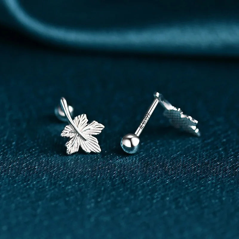 Trustdavis Real 925 Sterling Silver Fashion Stud Earrings Plant Fine for Women Wedding Birthday Present Jewelry  DS4016