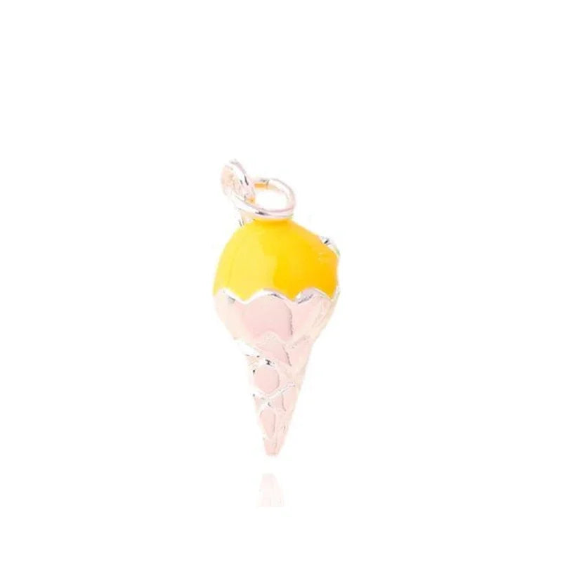 TrustDavis Real 925 Sterling Silver Cute Lovely Colored Ice Cream Pendant Handmade Bracelet Necklace Accessories Jewelry DZ1656