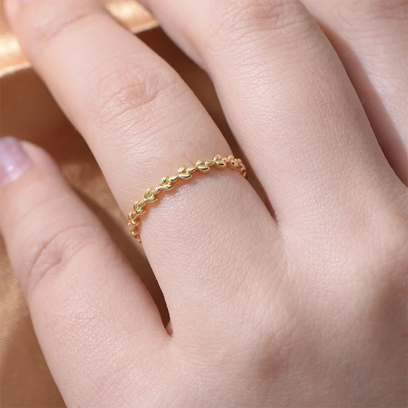 TrustDavis 925 Sterling Silver Fashionable and Luxurious Leaf Ring for Trend Women Party Ring Jewelry DS4762