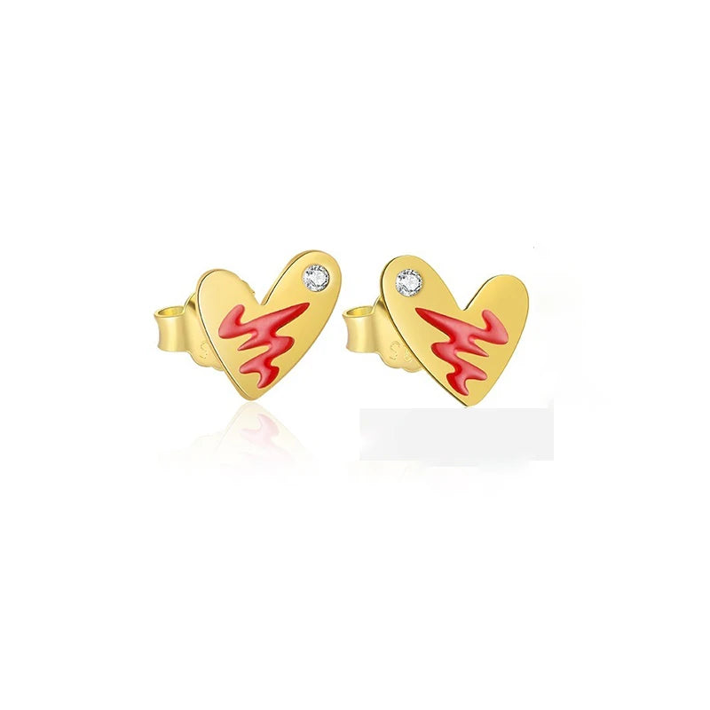 Heart Lock /Lightning Heart Earrings Jewelry Set DS4847