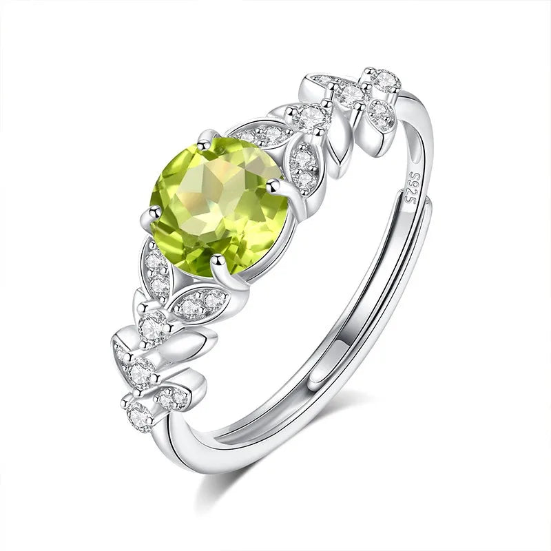 Natural Crystal Stone Adjustable Leaf Ring DS4423