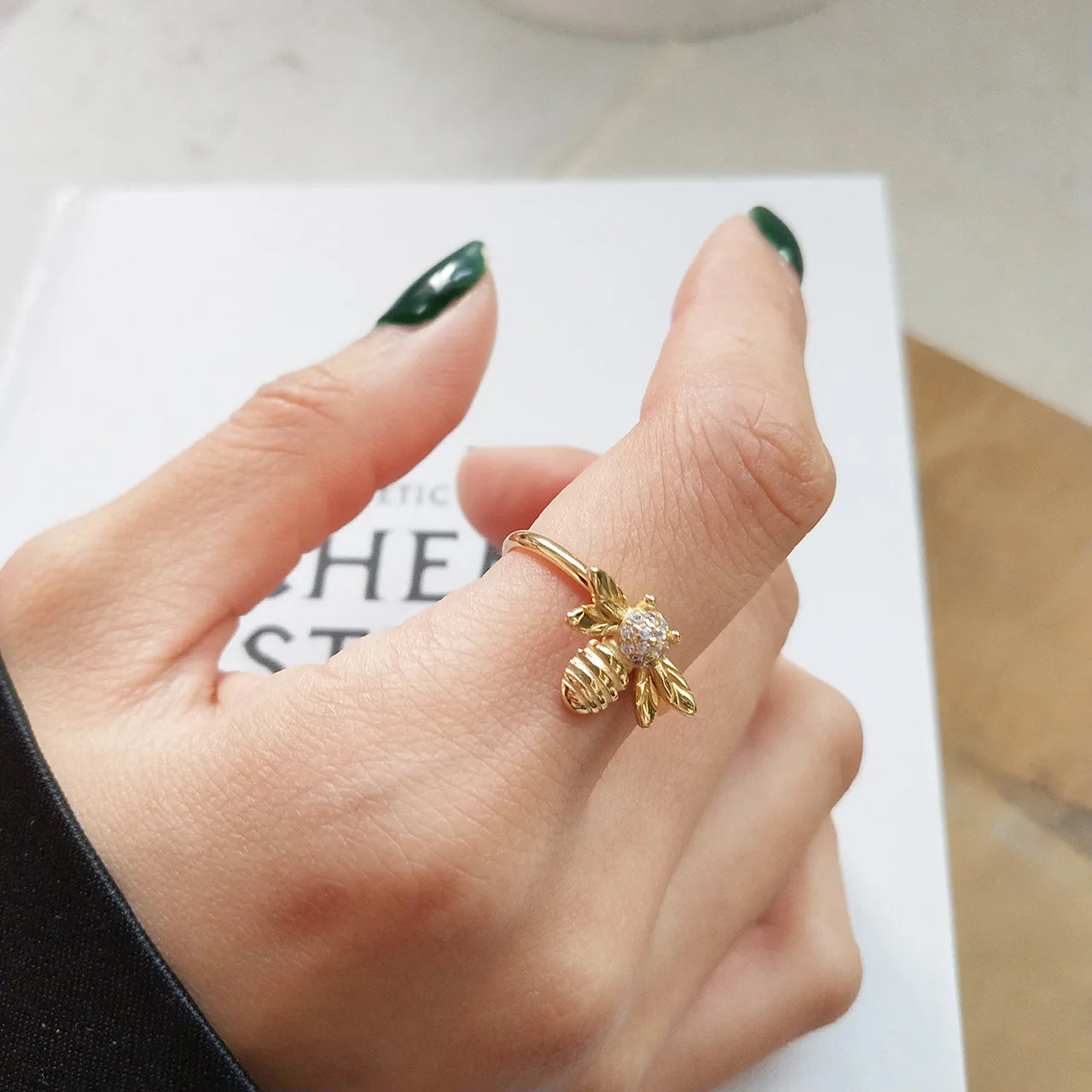 Gold Tone Bee Adjustable Ring ED337