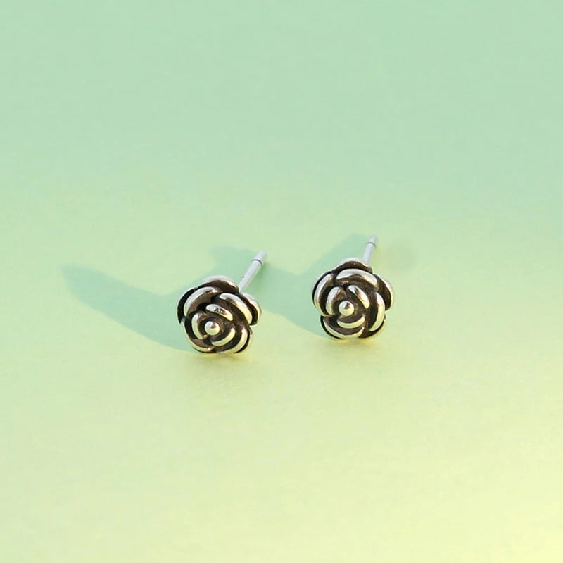 TrustDavis Real 925 Sterling Silver Charm Vintage Mini Flower Stud Earrings For Fashion Women Wedding Party Fine Jewelry DA1613