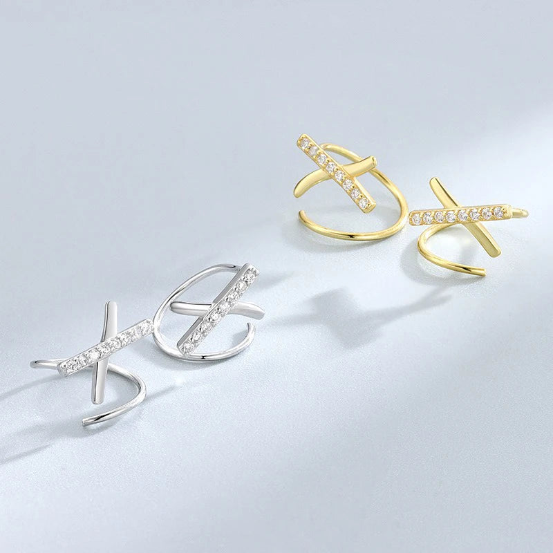 X-shaped Cross Earring Zircon Hooks for Women Girls Jewelry Gift DS4851