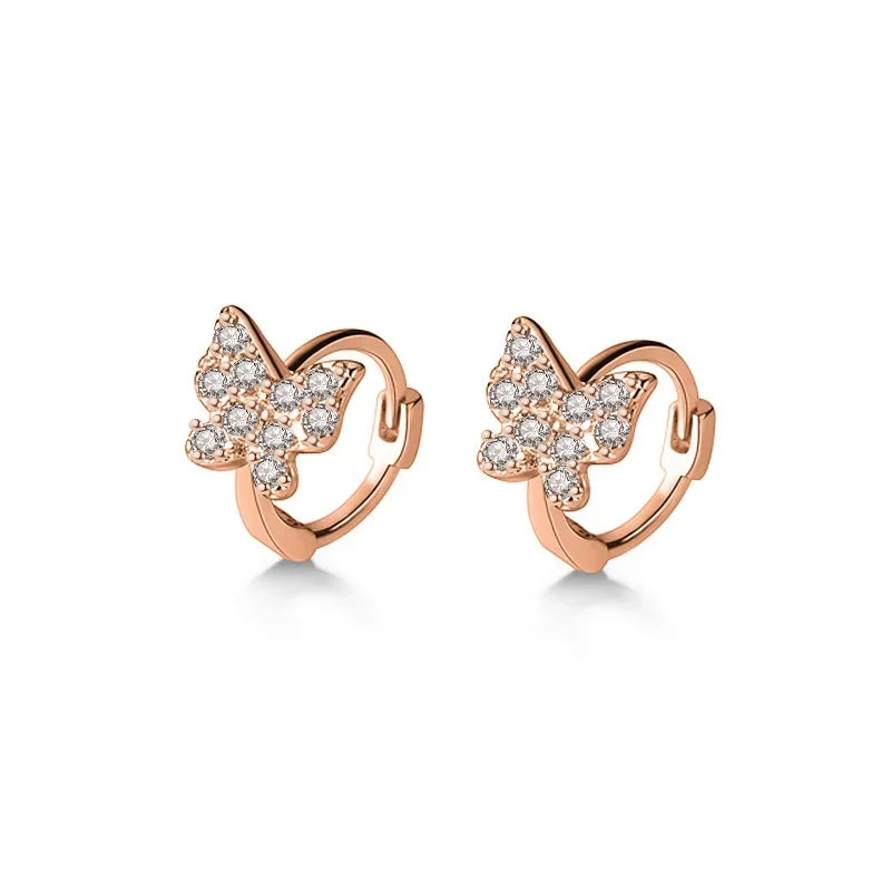 Trustdavis Real 925 Sterling Silver Fashion Sweet INS Butterfly CZ Mini Hoop Earring For Women Wedding Party S925 Jewelry DA1628