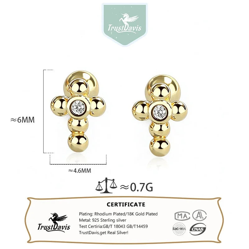 Cross Zirconia Screw Earrings DS5023