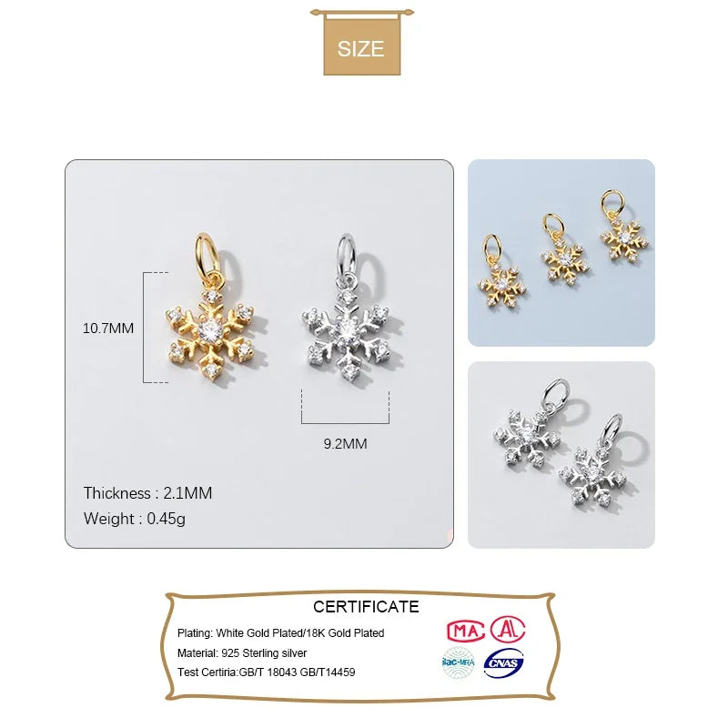 Snowflake CZ Charm Pendant DIY Accessories DZ73