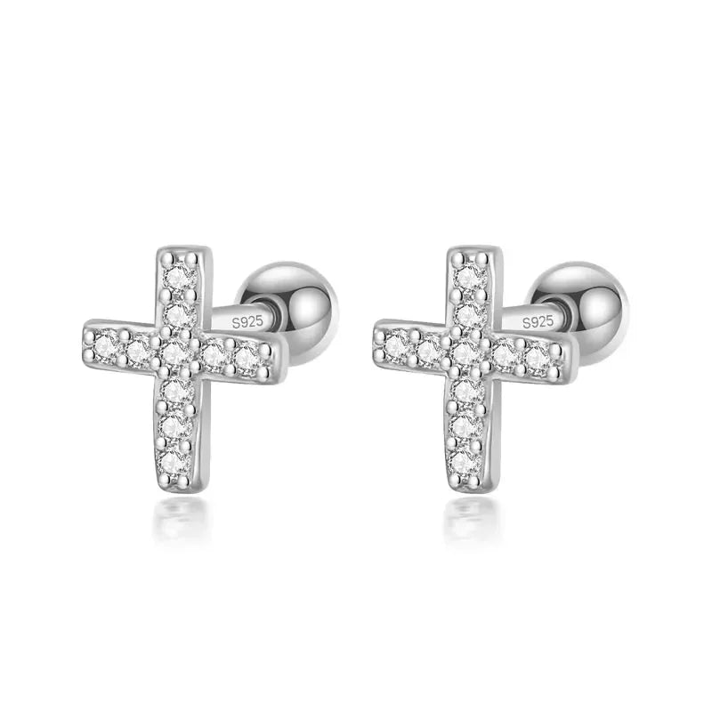 Cross Bead Screw Stud Earrings DA2863
