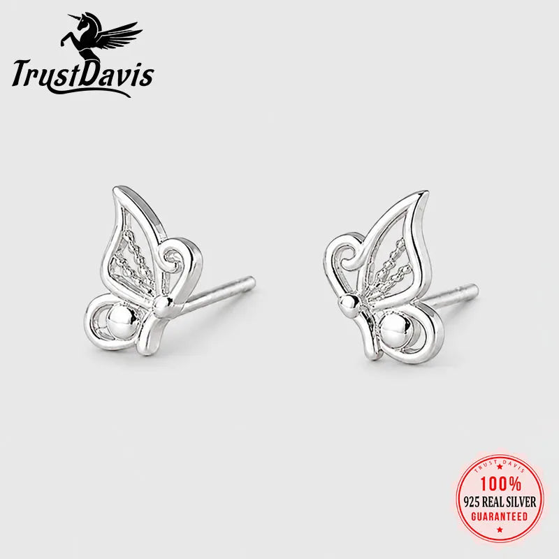 Butterfly Wing Silver Stud Earrings DS4892
