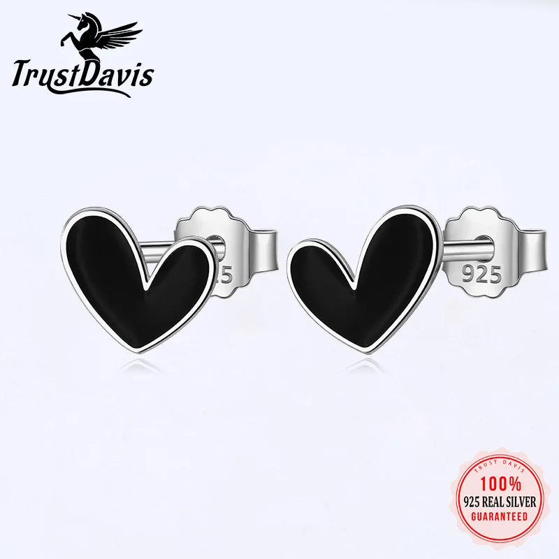 Black Heart Stud Earrings DS3199
