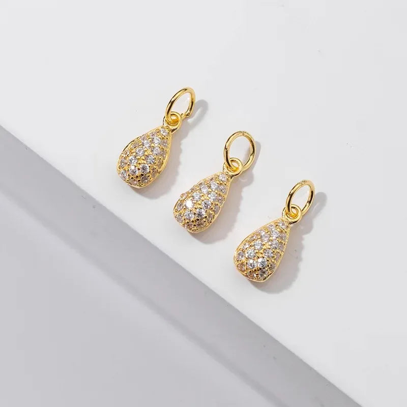 TrustDavis Real 925 Sterling Silver Water Drop Shiny CZ Pendant Handmade DIY Necklace Bracelet Accessories Fine Jewelry HY513