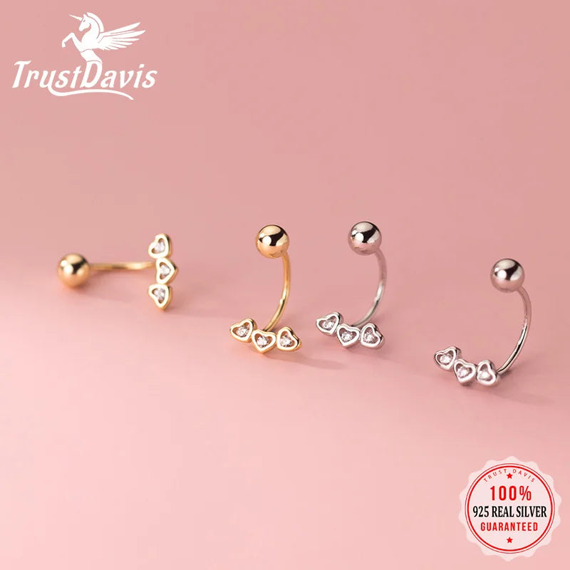 Heart Beads Screw Stud Earrings DA2858