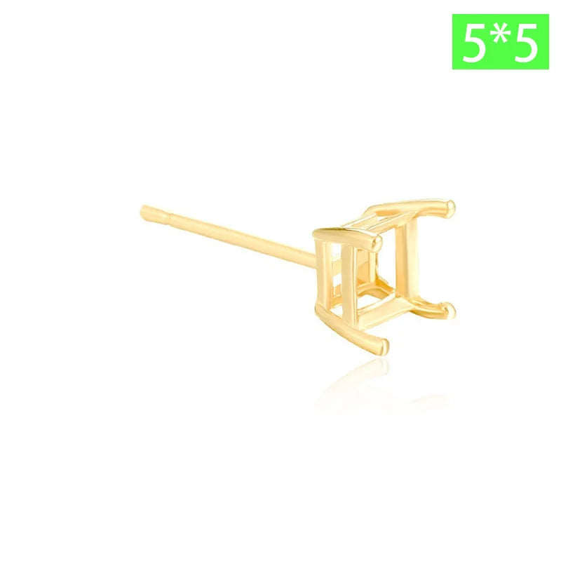 TrustDavis Real 925 Sterling Silver fashion Four clawed square earring ear rest Handmade DIY Accessories Wholesale DZ1761