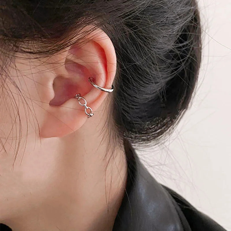 Trustdavis Real 925 Sterling Silver Fashion Openwork Chain Clip Earrings Mum Daughter Birthday Party Gift Jewelry DS4408