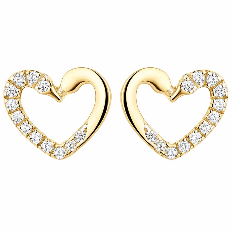 Hollow Heart Earring Minimalist Pave CZ Stud Earrings DS4994